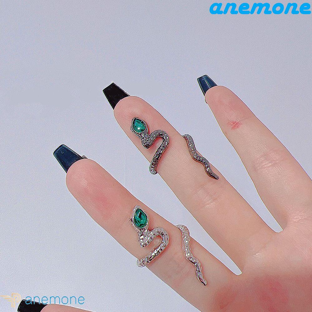 Phụ Kiện Trang Trí Cho Quần Áo Bằng Vải ANEMONE Màu Xanh Lá|Nhẫn Hình Rắn Độc Đáo Thời Trang Hàn Quốc Có Thể Điều Chỉnh Cho Cặp Đôi