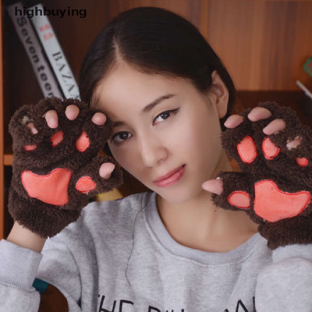 1 Đôi Găng Tay Hở Ngón Tạo Hình Móng Vuốt Mèo Hoạt Hình Đáng Yêu Cho Nữ