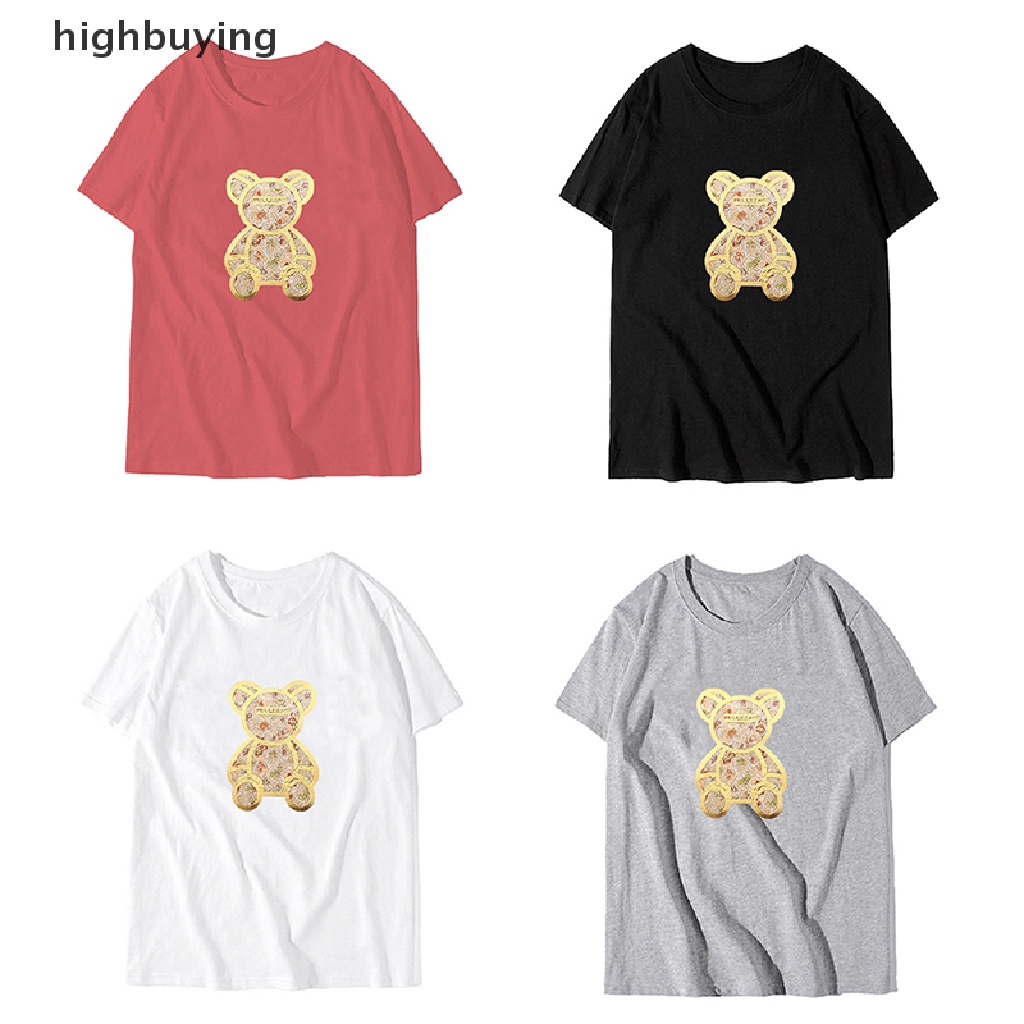 Áo Thun Tay Ngắn Cổ Tròn In Hình Gấu Hoạt Hình Dành Cho Nữ