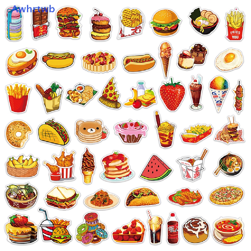 Bộ 50 Miếng Dán Trang Trí Vali Ván Trượt Laptop Họa Tiết Hoạt Hình Graffiti Mới