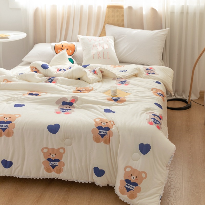 Chăn cotton Dệt Kim Màu Trơn Mùa Hè Mát Mẻ Có Thể Giặt Rửa Cho Giường Trẻ Em