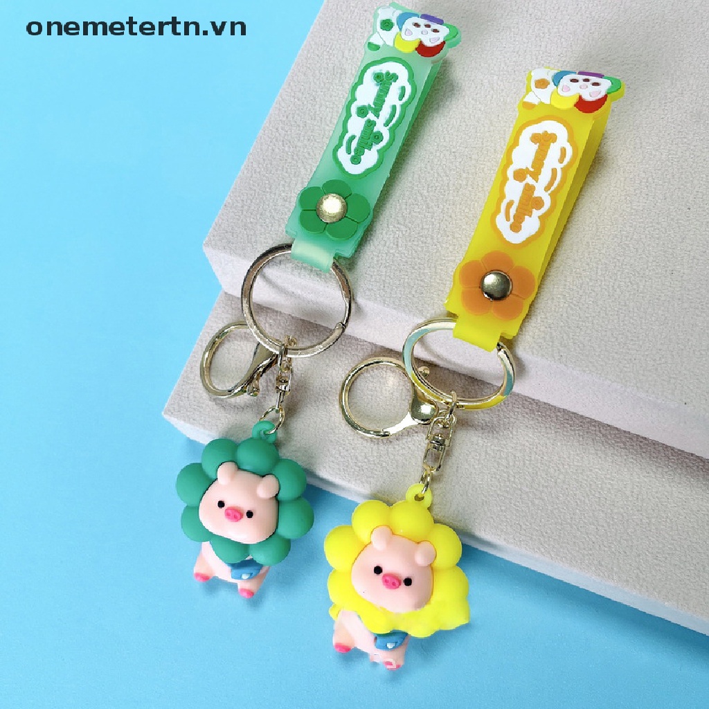 Móc Khóa Hình Heo Và Hoa Hướng Dương Dễ Thương