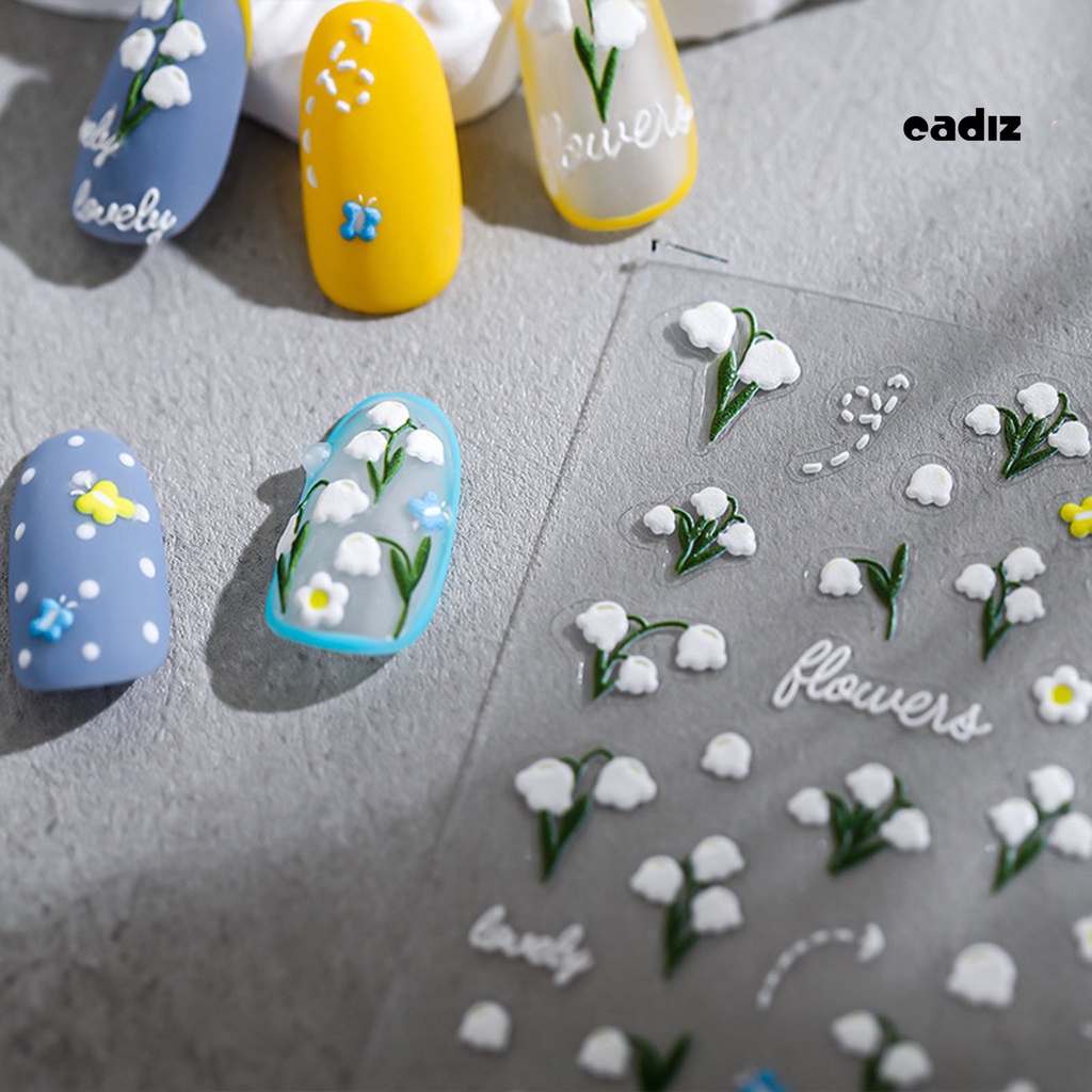 Miếng Dán Trang Trí Móng Tay 3D Tự Dính Không Phai Chống Rơi Vỡ Họa Tiết Hoa 5D Dành Cho Nữ