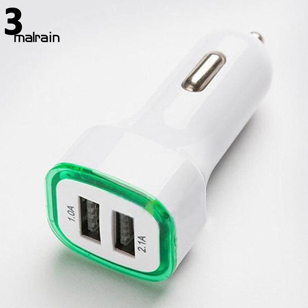 Tẩu Sạc Hai Cổng USB 2.1A Tích Hợp Đèn LED Cho iPhone iPad Samsung Galaxy