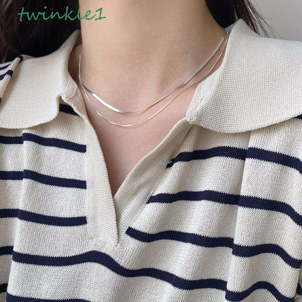 Vòng cổ Hai Lớp Bằng Hợp Kim Phong Cách Hàn Quốc Sang Trọng