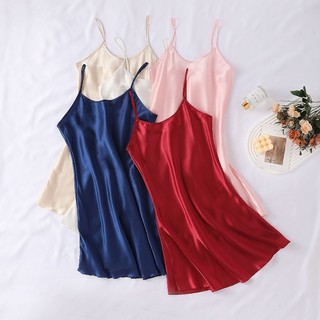 Áo yếm mới đồ ngủ lụa băng lụa satin nền màu trơn bên trong cho nữ đồ ngủ bằng lụa mặc nhà cho nữ