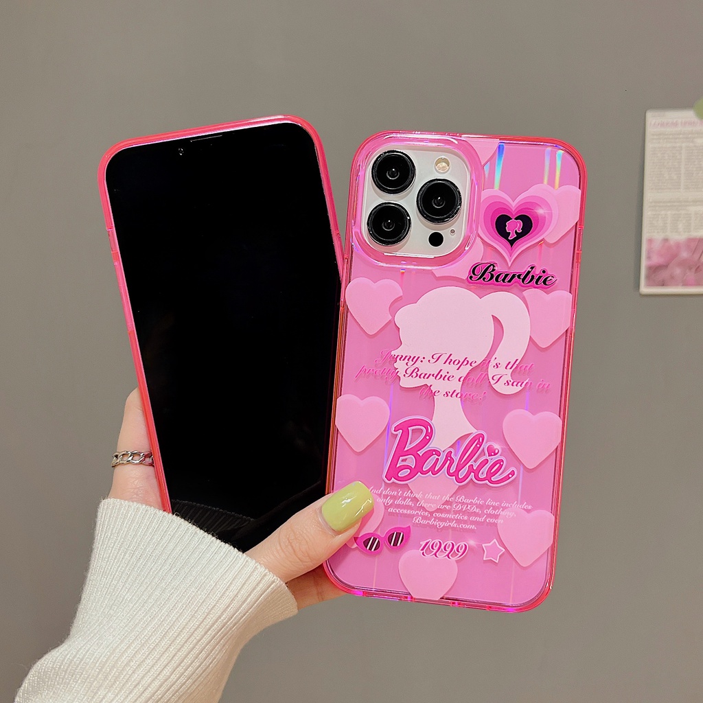 Ốp Điện Thoại Trong Suốt Họa Tiết Hoạt Hình Barbie Cho iPhone 14 13 12 11 Pro Max