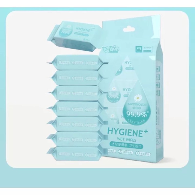 Set 8 gói  Khăn Ướt Mini Bỏ Túi Du Lịch Tiện Lợi