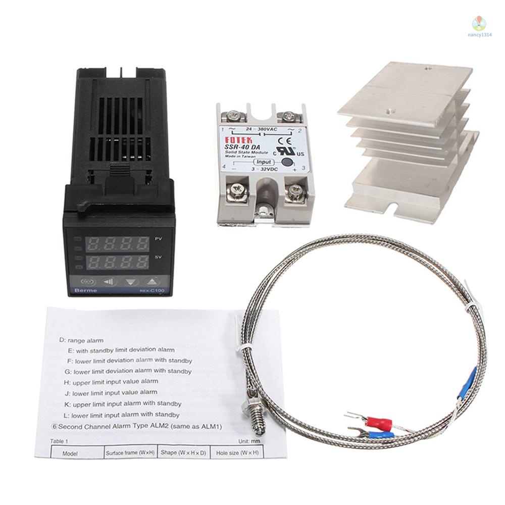 Bộ Điều Khiển Nhiệt REX-C100FK02-V * AN SSR + SSR-40 DA + Đầu Dò K