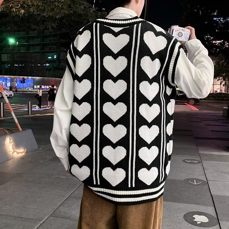Áo Sweater Dệt Kim Sát Nách Cổ V Kiểu Đường Phố Đơn Giản Cho Nữ