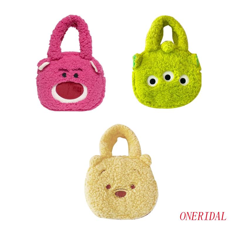 Túi Đeo Vai Đựng Điện Thoại / Kính Mát Phủ Lông Cừu Họa Tiết Hoạt Hình Dễ Thương