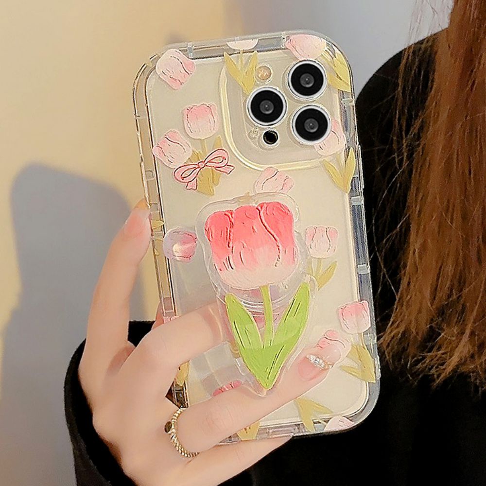 Ốp Điện Thoại TPU Mềm Chống Sốc Hình Hoa Tulip Cho IPhone 11 12 13 14 Pro Max