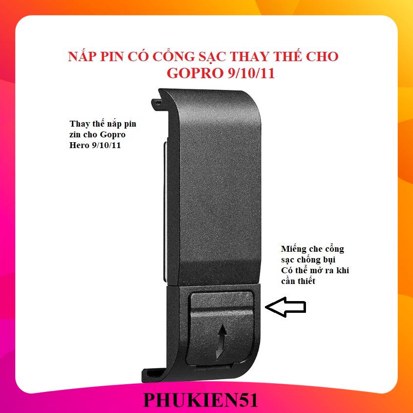 NẮP ĐẬY PIN GOPRO 11 10 9 CÓ CỔNG SẠC