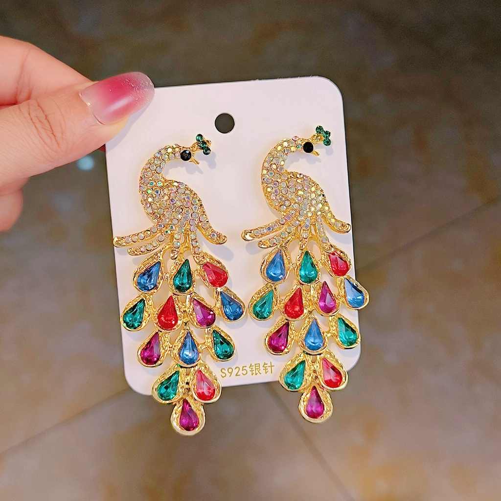 Bông Tai Hình Chim Công Sang Trọng Phong Cách Âu Mỹ
