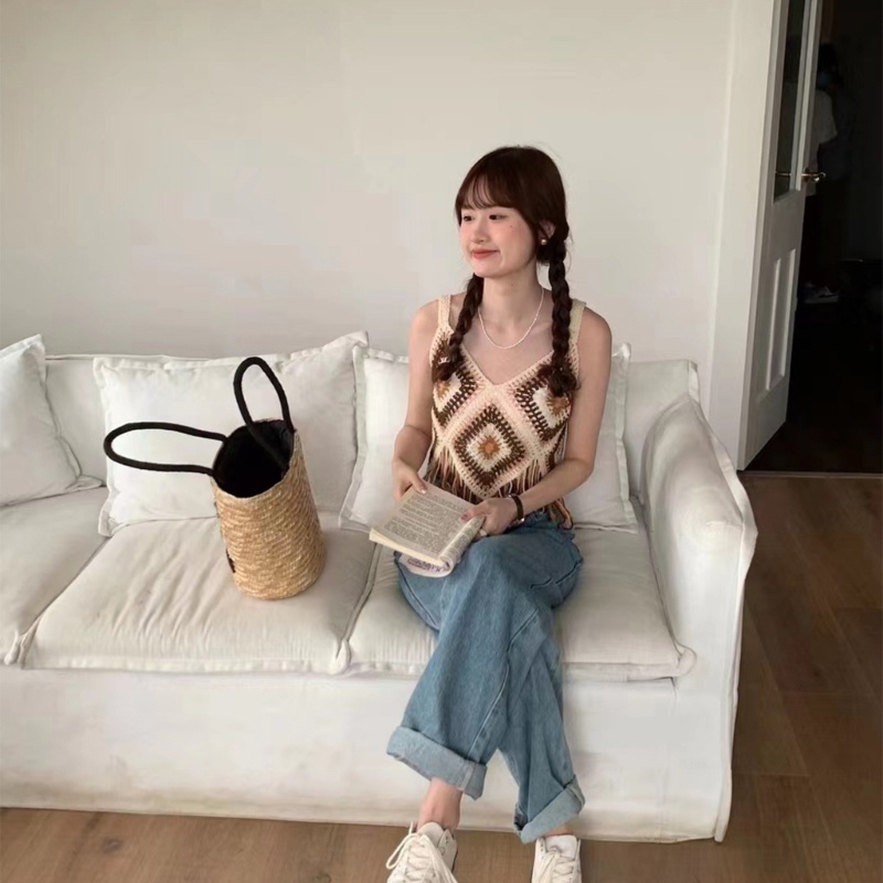 Áo Croptop Sát Nách Phối Tua Rua Nhiều Màu Sắc Dễ Thương Cho Bé Gái