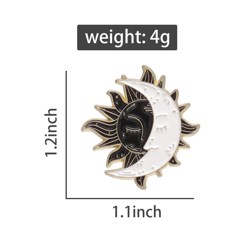 Ghim Cài Áo Hình Mặt Trời / Mặt Trăng / Mặt Trời Hoạt Hình Tráng Men Kiểu Vintage Thích Hợp Làm Quà