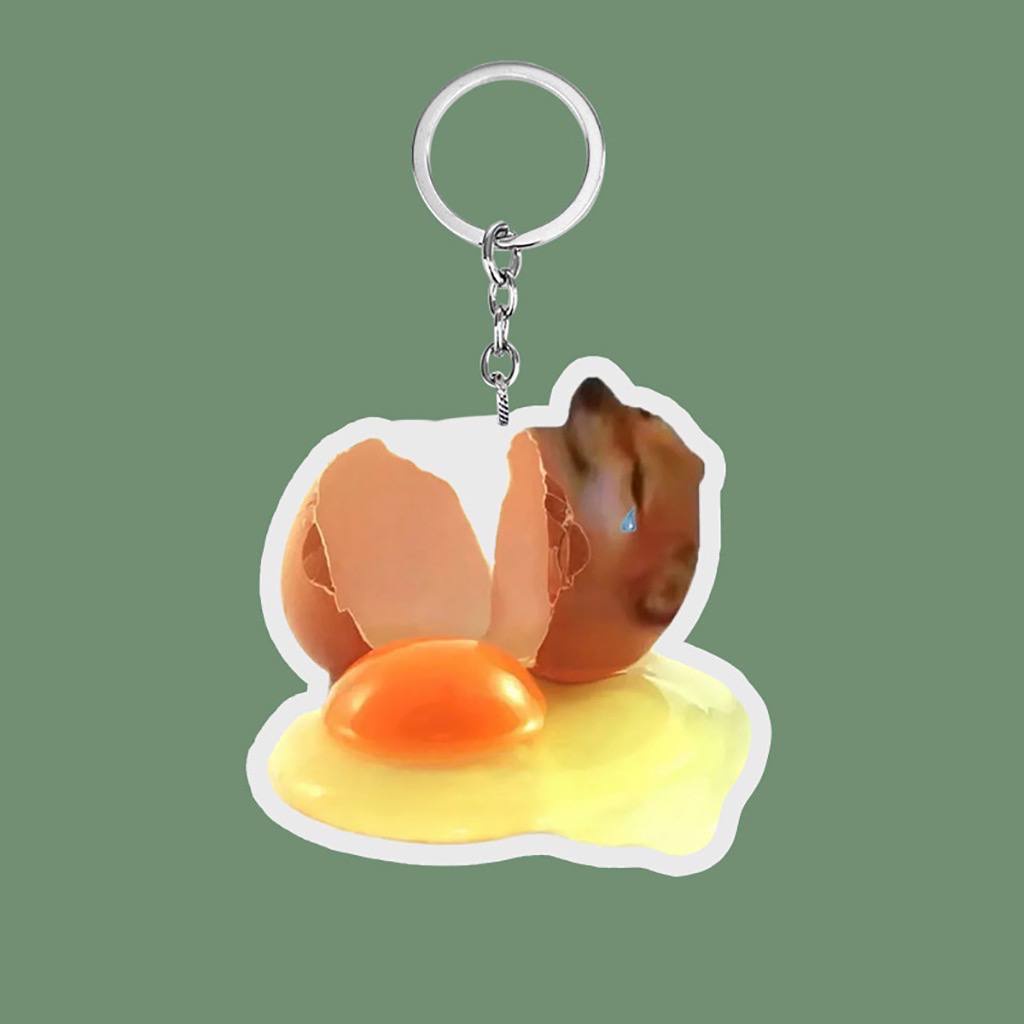 Móc khóa chó mèo há miệng ăn cơm cho bạn bè - chất liệu mica