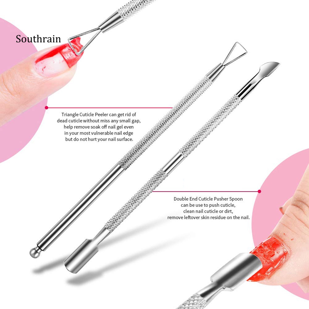1 Bộ Dụng Cụ Tẩy Sơn Móng Tay Dạng Kẹp &amp; Đẩy Biểu Bì Da Chết