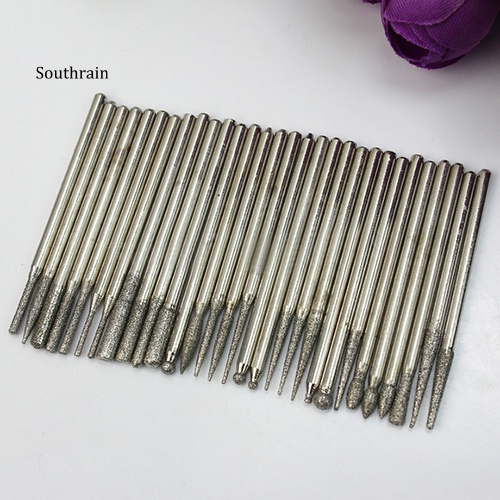 Bộ 30 Mũi Khoan Kim Cương Dùng Chạm Khắc Đá Thủy Tinh / Đá
