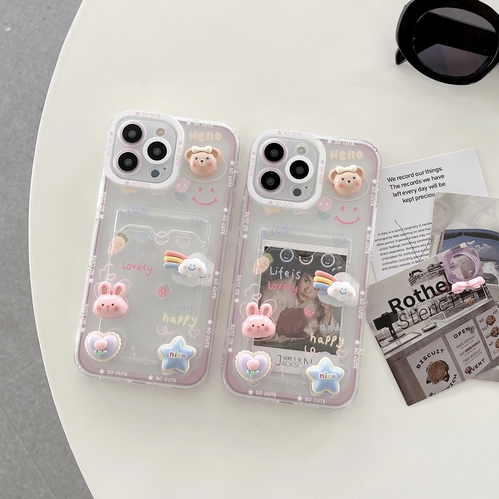 Ốp Điện Thoại TPU Silicon Mềm Trong Suốt Họa Tiết 3D Dễ Thương Cho iPhone 14 13 12 11 Pro XR XS Max 7 8 14 Plus