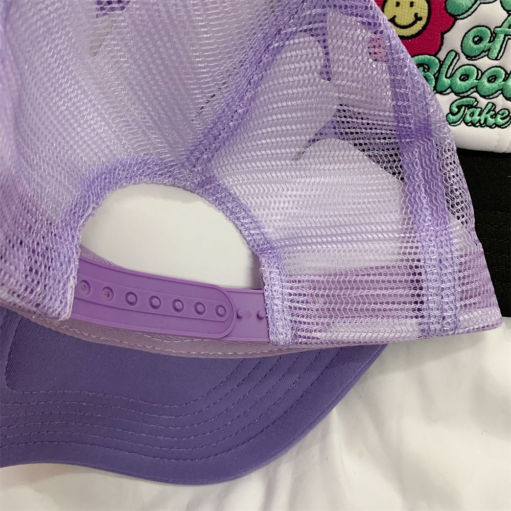 Mũ Lưỡi Trai Cho Nam Và Nữ Thêu Hình Mặt Cười Phối Lưới Thoáng Khí Thời Trang Mùa Hè