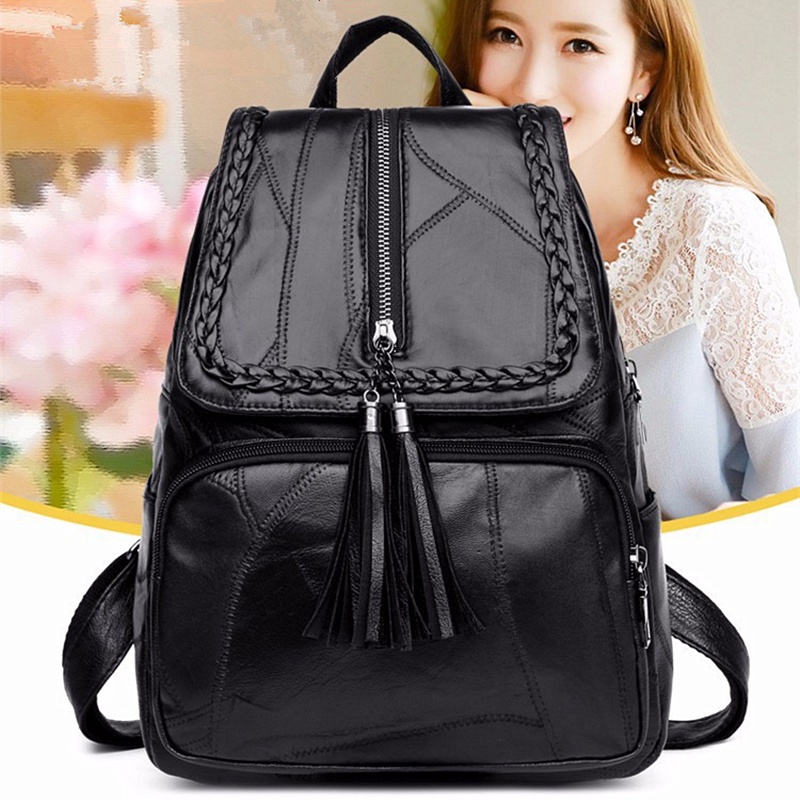 Ba Lô Du Lịch Phối Tua Rua Thời Trang Hàn Quốc Chất Lượng Cao Dành Cho Nữ