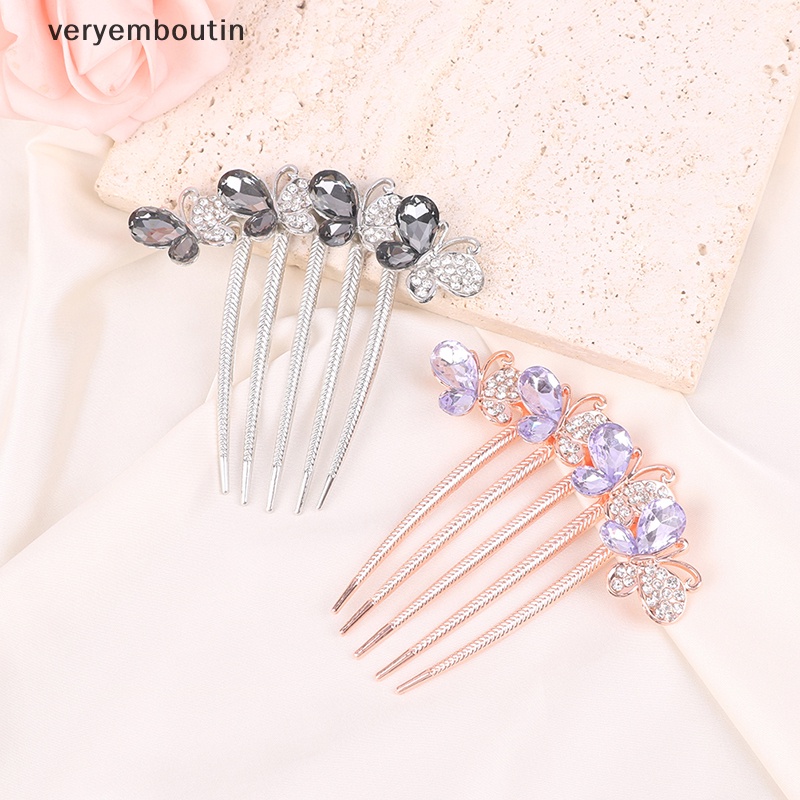 Lược Cài Tóc Hình Bướm Đính Đá Phong Cách Hàn Quốc