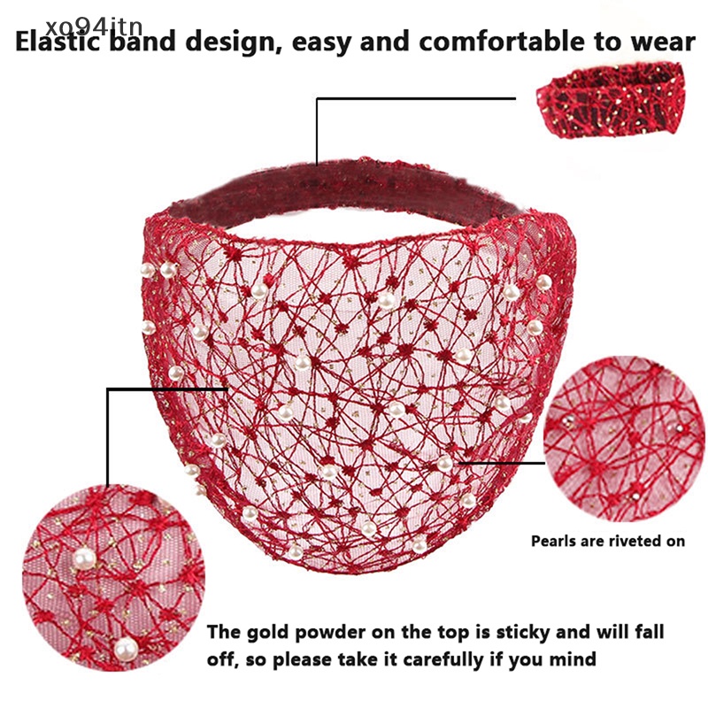 Băng Đô Cài Tóc Phối Lưới Thoáng Khí Đính Ngọc Trai Thời Trang