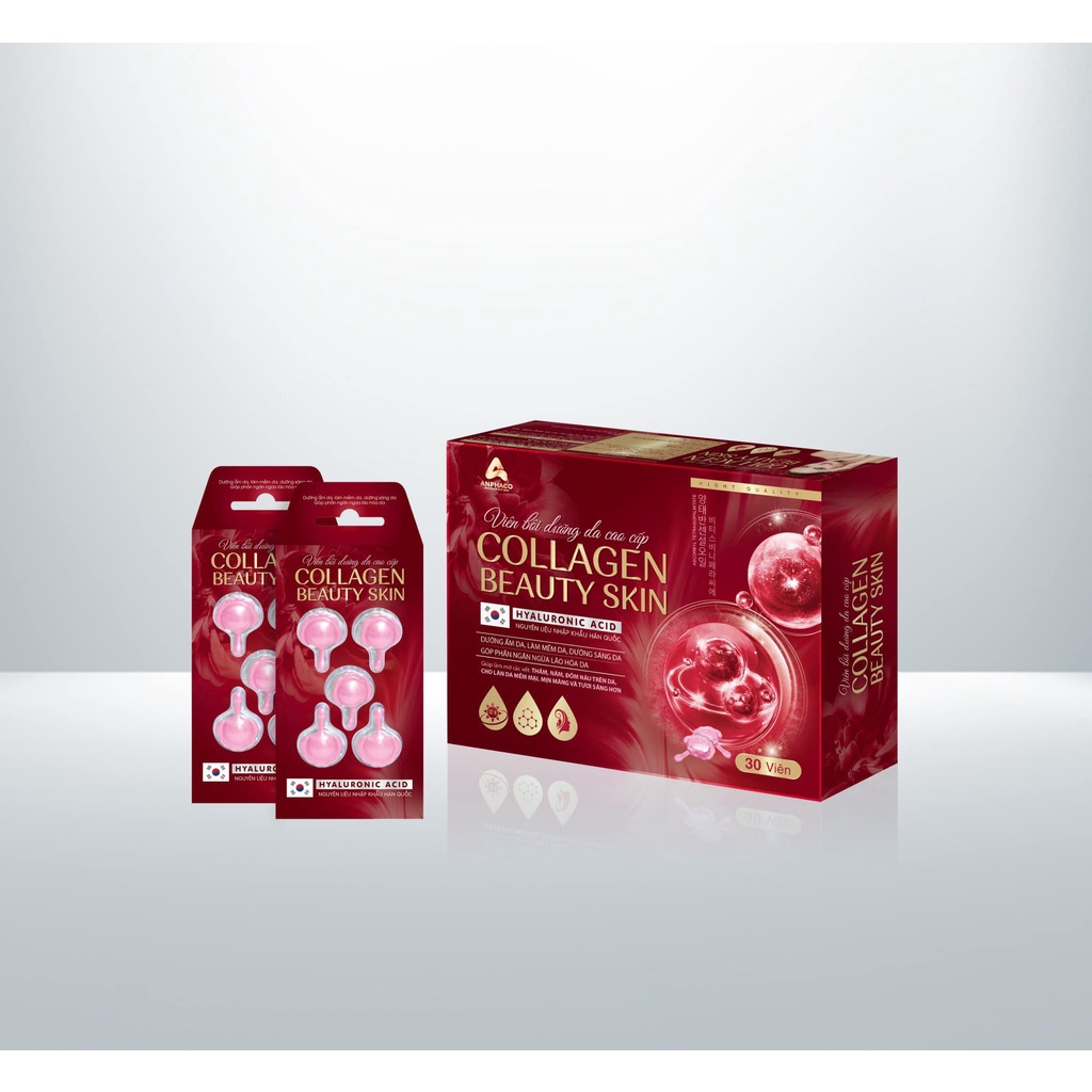 VIÊN BÔI DƯỠNG DA COLLAGEN BEAUTY SKIN HYALURONIC ACID DƯỠNG ẨM LÀM MỀM DA,NGĂN NGỪA LÃO HÓA DA (hộp 30 viên)