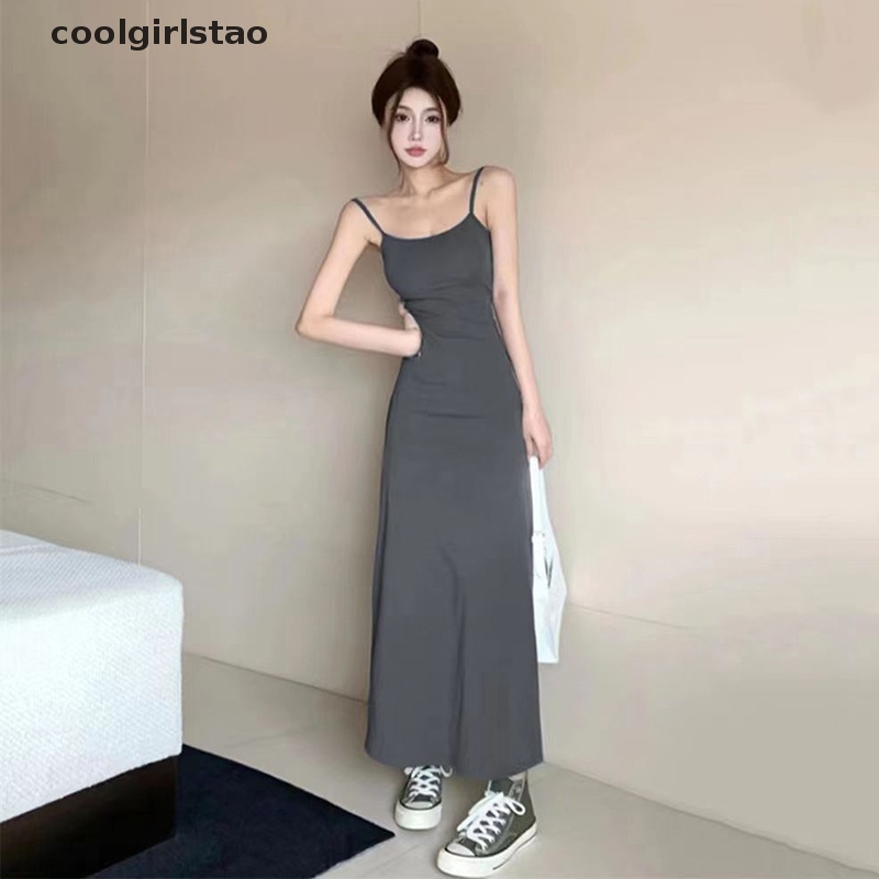 Spaghetti Dây Đeo Dresses Phụ Nữ Retro Sexy Slim Đơn Giản Hàng Ngày Thời Trang Đường Phố ulzzang Midi Hợp Thời Trang Tinh Khiết Vestidos Mùa Hè Phụ Nữ Không Tay JHS
