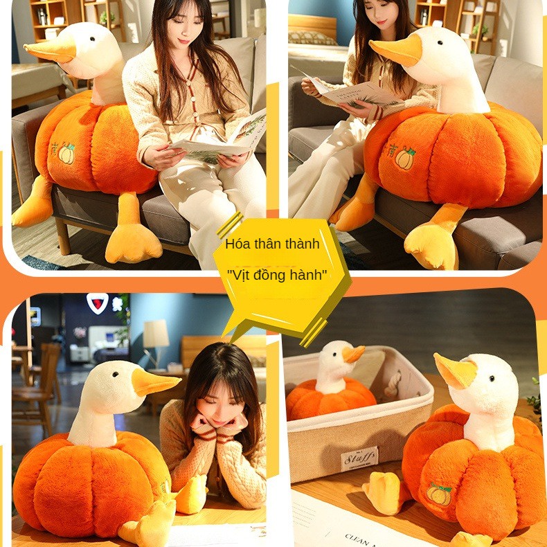 Thú Nhồi Bông Hình Con Ngỗng / Vịt Màu Trắng Sáng Tạo Cho Bé Gái