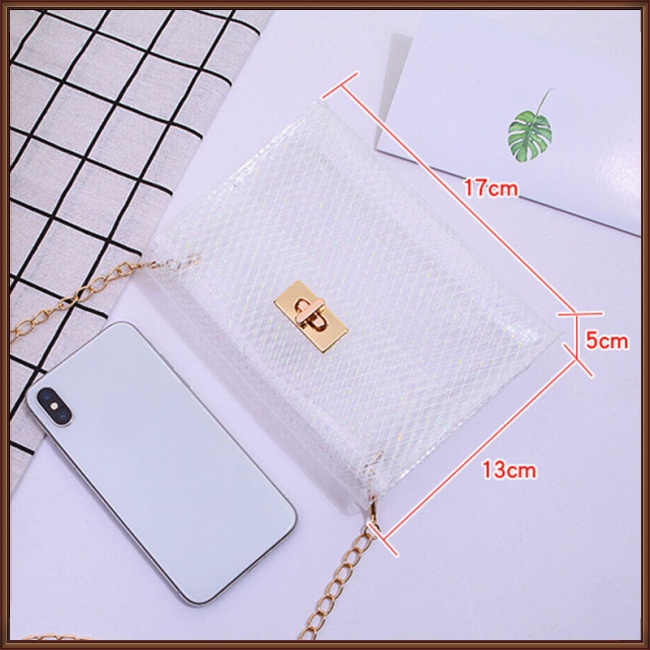 Túi Xách Trong Suốt Phối Dây Xích Đeo Vai Sành Điệu Cho Nữ