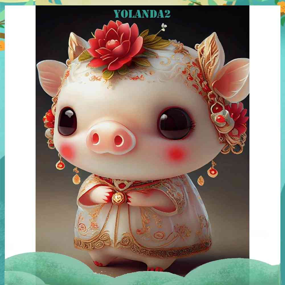 Tranh Đính Đá Kim Cương Toàn Bộ 5D DIY Hình Vẽ Heo