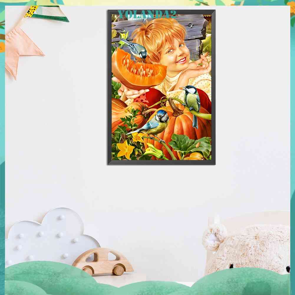 Tranh Đính Đá Kim Cương Toàn Bộ 5D DIY Hình Vẽ Bí Ngô