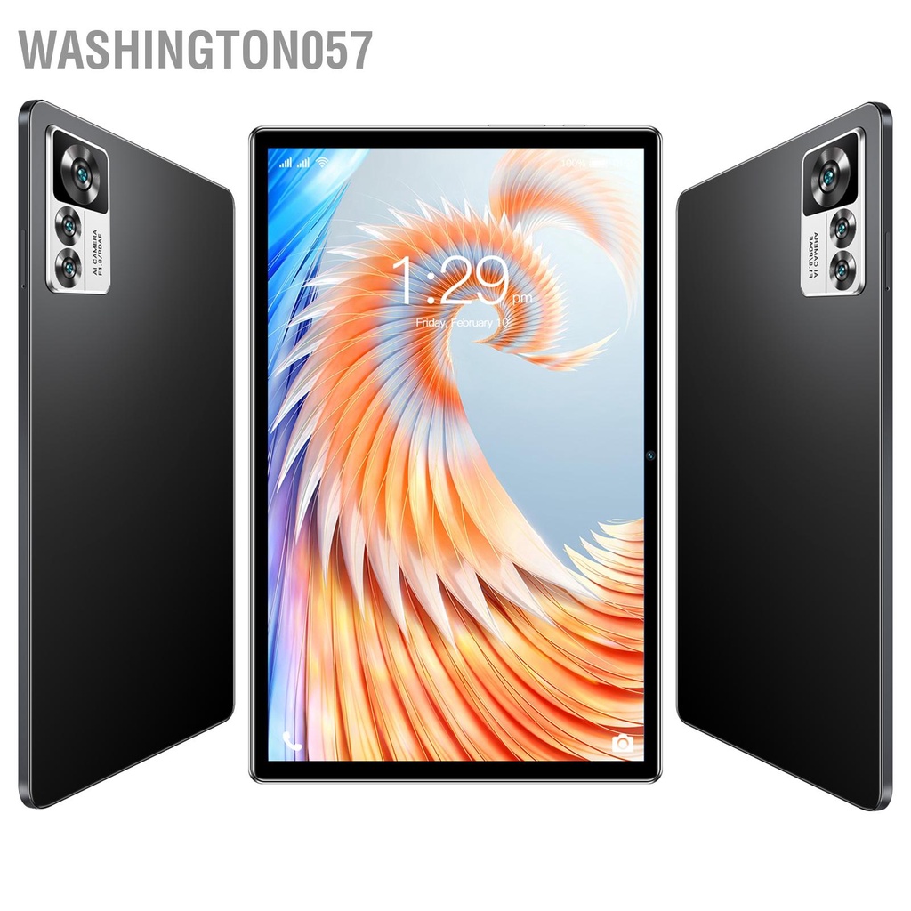 Washington057 Máy Tính Bảng 10.1in CPU Octa Core RAM 8GB ROM 256GB 5GWIFI Trước 800W Sau 1600W Cho Android 12 100‑240V Đen