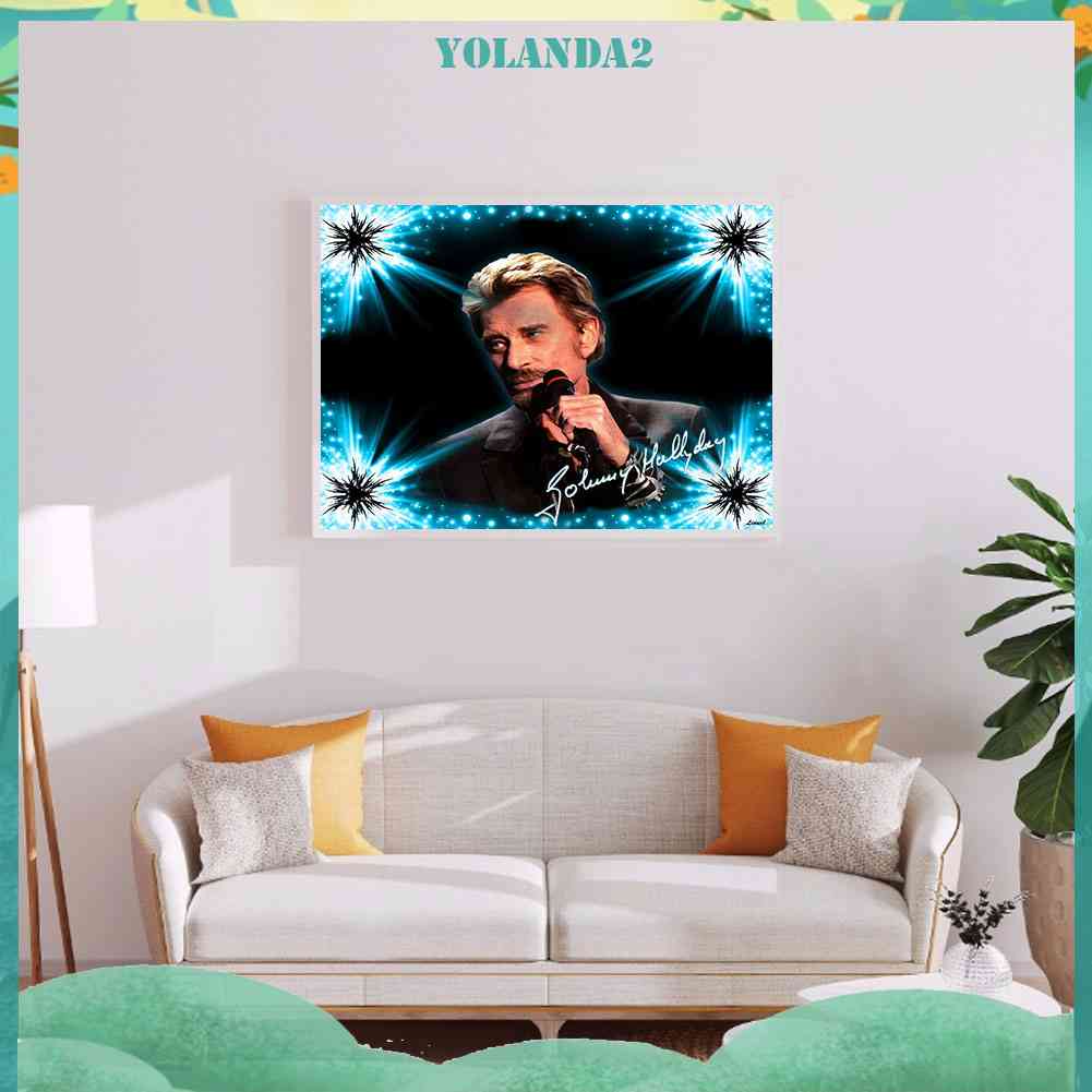 Tranh Đính Đá Kim Cương Toàn Bộ 5D DIY Hình Johnny Halliday