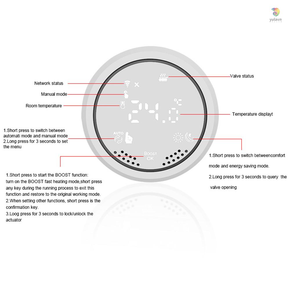 Van Điều Khiển Nhiệt Độ ZigBee 3.0 TRV Thiết Kế Nhỏ Gọn Tiện Dụng