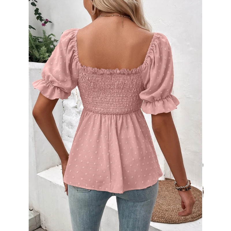 Xiangbao Áo Sơ Mi Cổ Vuông Viền Bèo Nhún Thời Trang Mùa Hè Cho Nữ