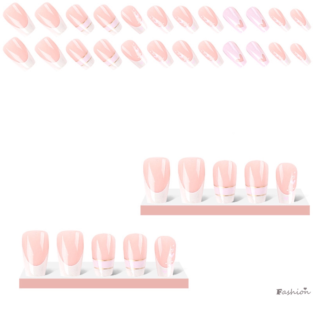 Móng Tay Giả Hình Vuông Mềm Mại Màu Tím Nhạt Họa Tiết Trái Tim