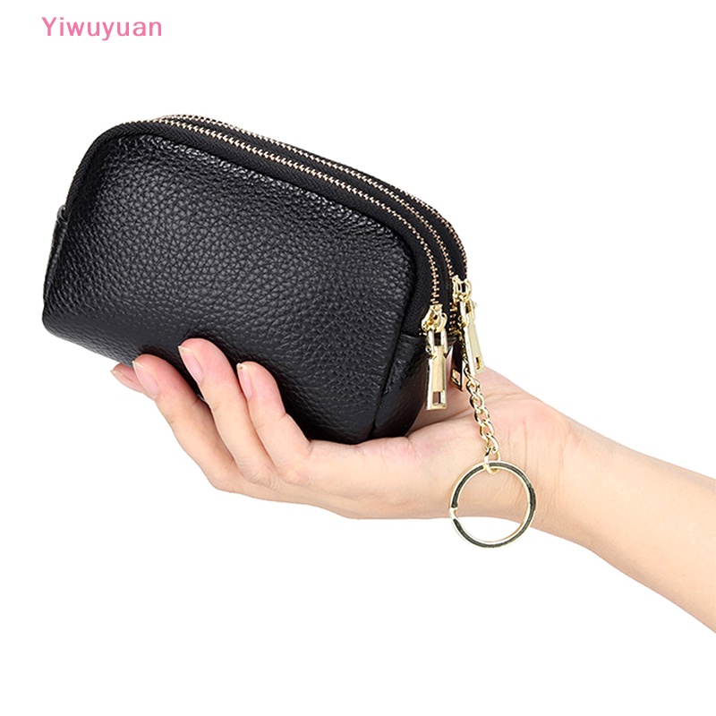 < Yiwuyuan > Ví Da Thật Đựng Chìa Khóa Xe Hơi Thời Trang Có Ba Khóa Kéo Sắp Xếp Gọn Gàng