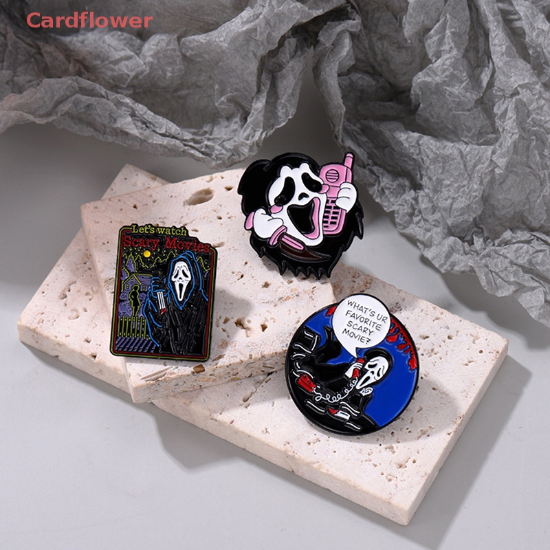 < Cardflower > Ghim Cài Áo Hợp Kim Tráng Men Hình Đầu Lâu Vô Diện Vui Nhộn Phong Cách Punk Mới