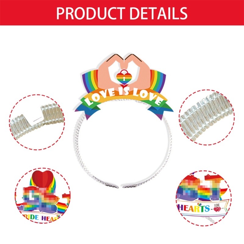 Set 6 Băng Đô Cài Tóc Họa Tiết Lá Cờ Màu Cầu Vồng Dễ Thương