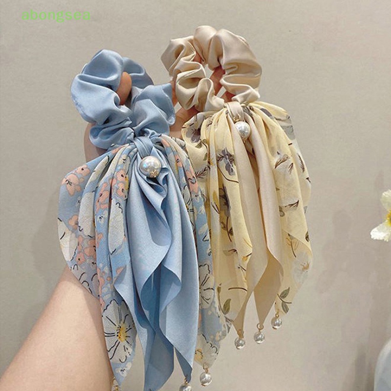 Dây Buộc Tóc Thắt Nơ Đính Ngọc Trai Đơn Giản Thời Trang Hàn Quốc