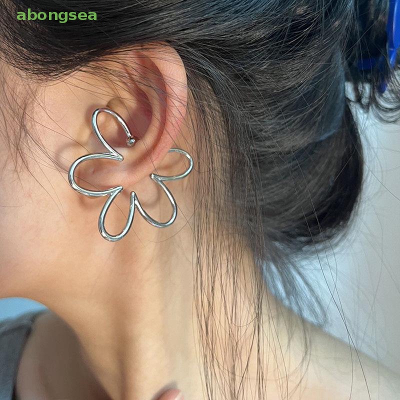 Khuyên Kẹp Vành Tai Bằng Bạc Không Cần Xỏ Lỗ Hình Hoa Thời Trang Cho Nữ