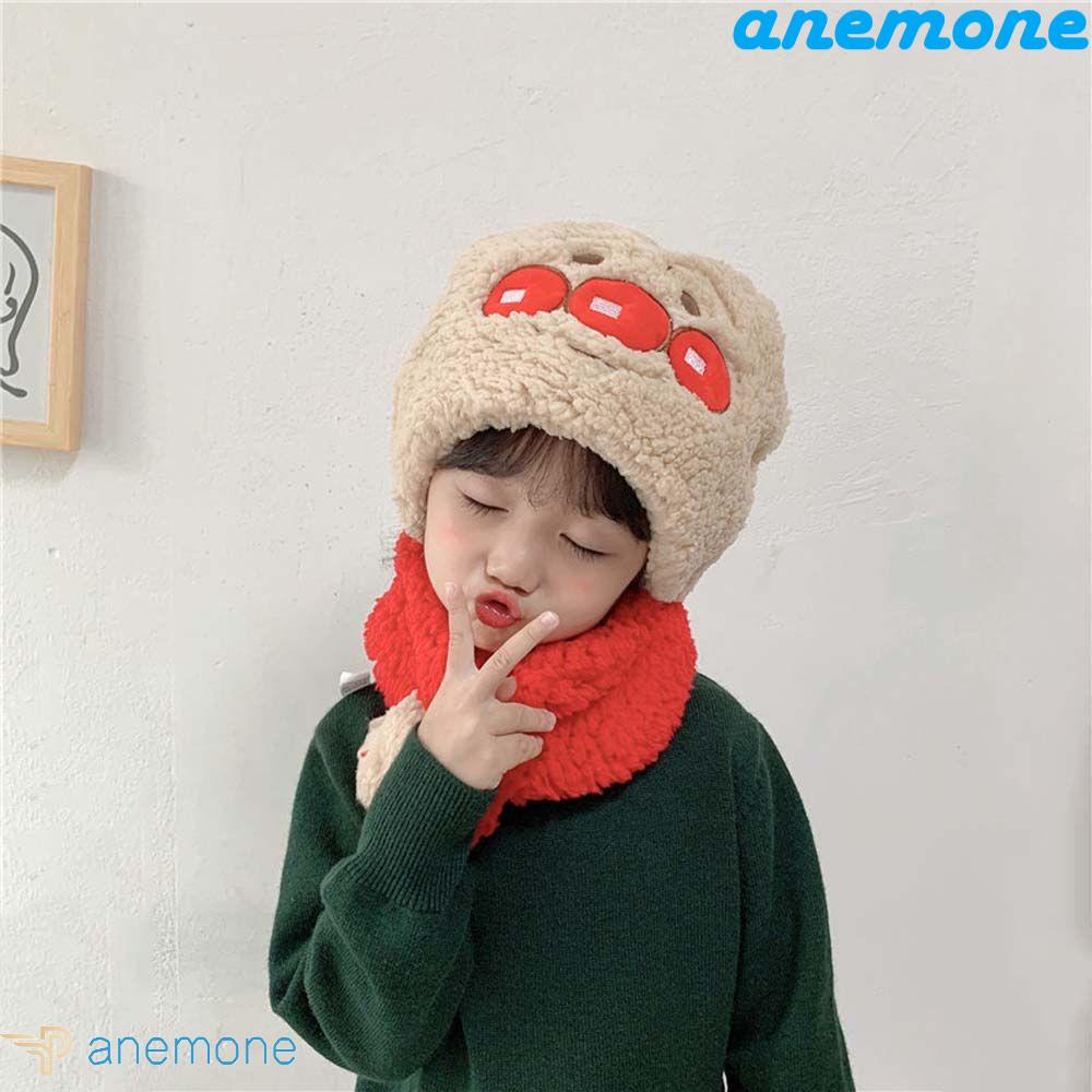 Mũ Trùm Đầu Kiêm Khăn Choàng Cổ Bằng Vải Bông Họa Tiết Hoạt Hình Anpanman / Gấu Dễ