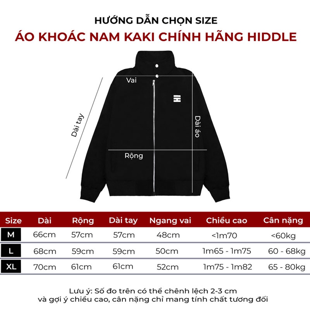 Áo khoác kaki nam cao cấp màu đen cổ trụ nút bấm kim loại mang được 2 kiểu HIDDLE | H9-AK9