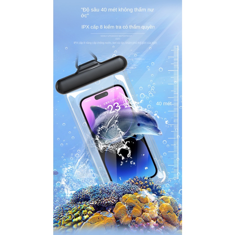 Túi Đựng Điện Thoại Trong Suốt Hai Lớp Chống Thấm Nước Có Thể Chạm Màn Hình Cảm Ứng