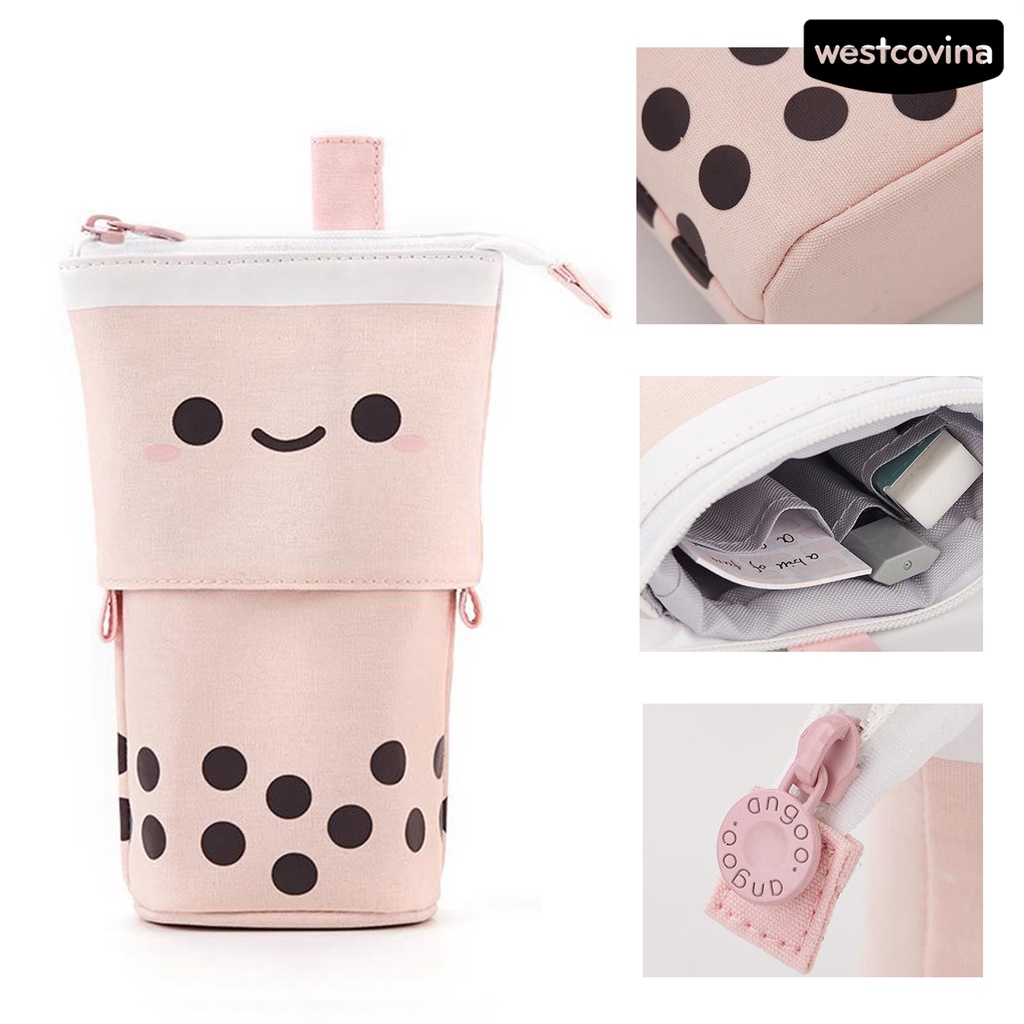 [COD]♪Túi Đựng Bút Bằng Vải Canvas Hình Trà Sữa Độc Đáo