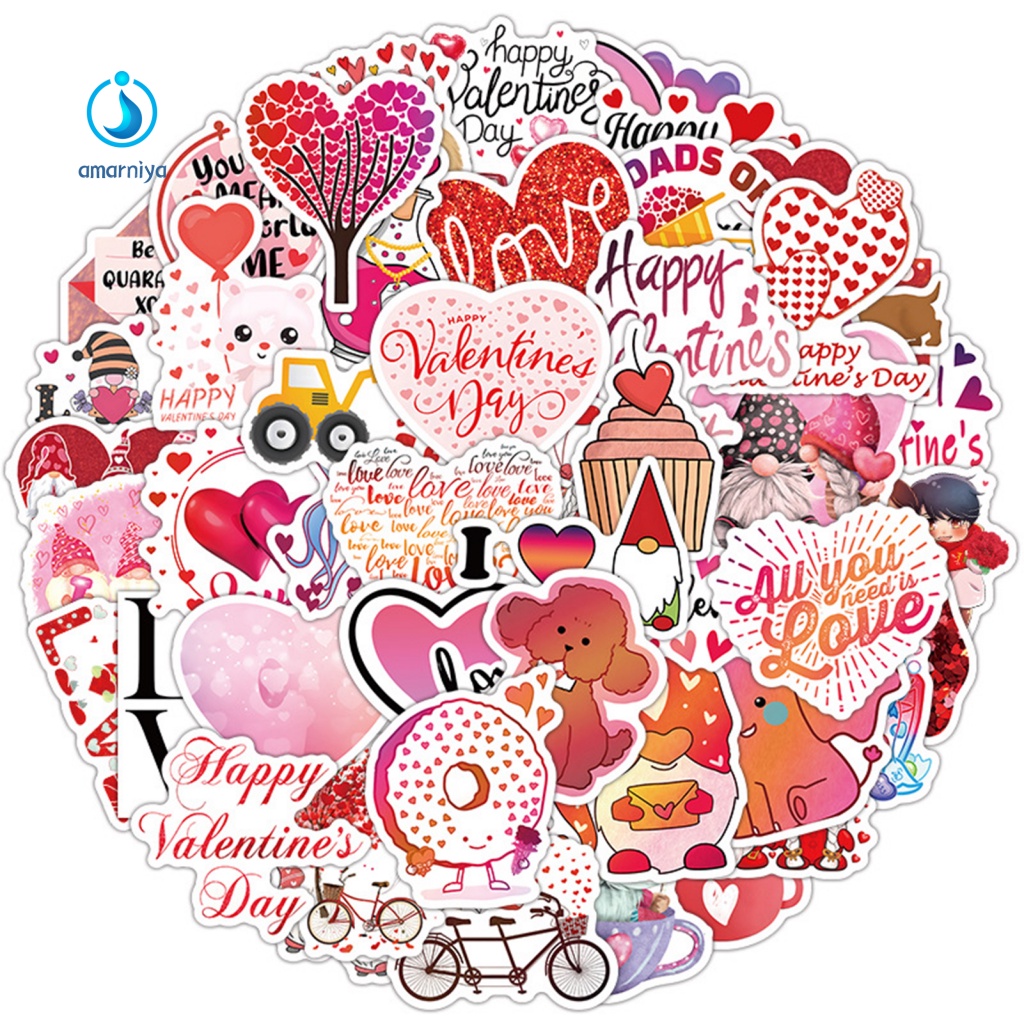 Set 50 Miếng Dán Trong Suốt Trang Trí Cốc Nước In Chữ AMAR Dễ Tháo Gỡ