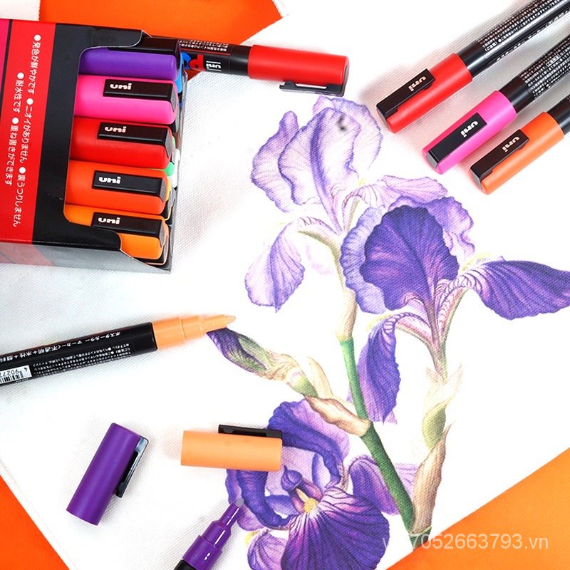 Màu posca Bút vẽ trên nhiều chất liệu Uni Posca Paint Marker PC-1M PC-3M PC-5M Ngòi 0.7mm-2.5mm Posca Paint Marker Bút Máy Tính Bảng Vẽ Graffiti